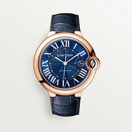 Cartier Ballon Bleu de Cartier watch, 42 mm, Navy blue alligator-skin strap