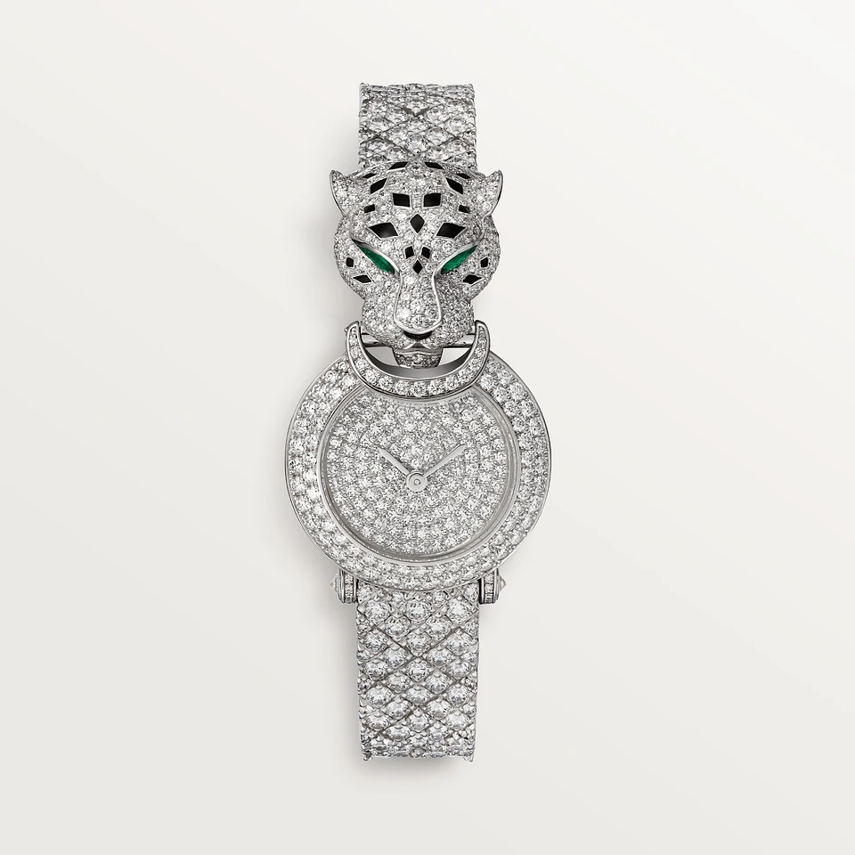 Cartier La Panthère watch, 23.6 mm Rhodium-finish white gold Steel