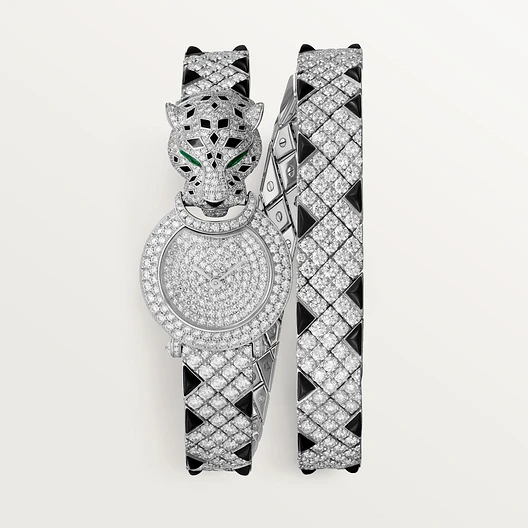 Cartier La Panthère watch, 23.6 mm, quartz movement. Rhodium-finish white gold balck