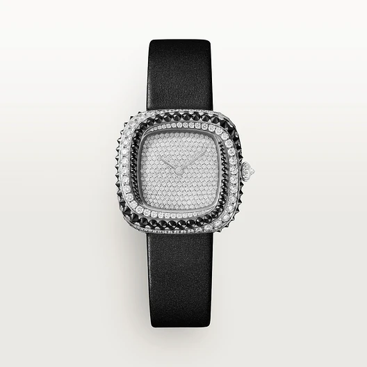 Cartier Coussin de Cartier watch, Medium model black calfskin