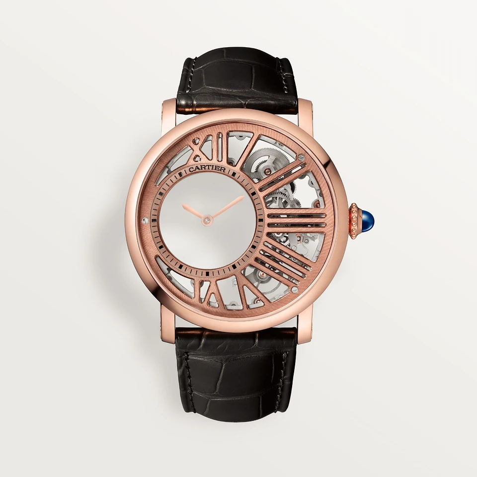 Cartier Rotonde de Cartier Mysterious Hour Skeleton 42 mm watch, Rose Gold