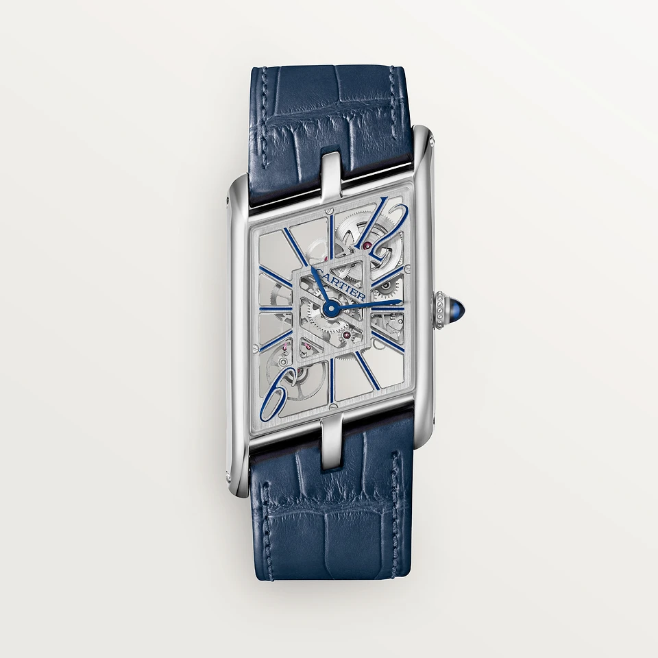 Cartier Tank Asymétrique watch, skeleton Blue