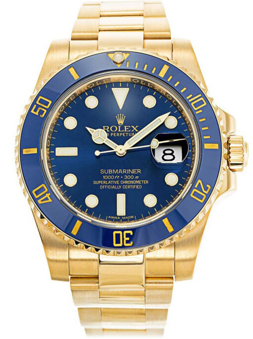 Rolex Submariner Blue Bezel and Face with Gold Bracelet