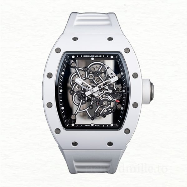 Richard Mille RM055 Mechanical Men Ceramics Bezel Transparent Dial Rubber Band