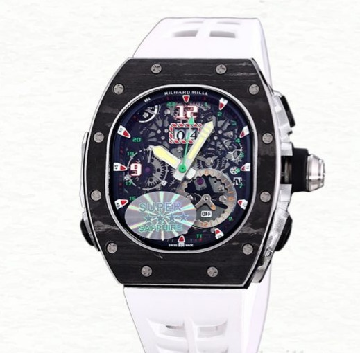 Richard Mille RM 62-01 Men Automatic Watch Carbon Fiber Transparent Dial