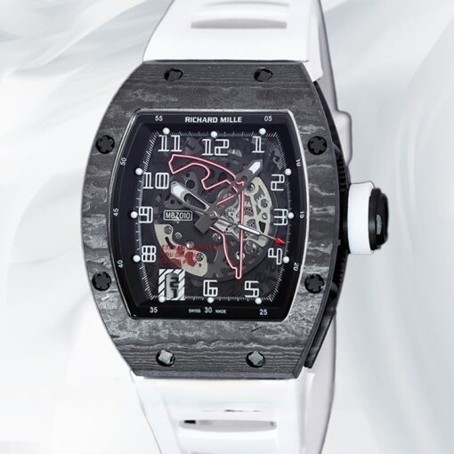 Richard Mille RM 010 Automatic Men Carbon Fiber Watch Rubber Band