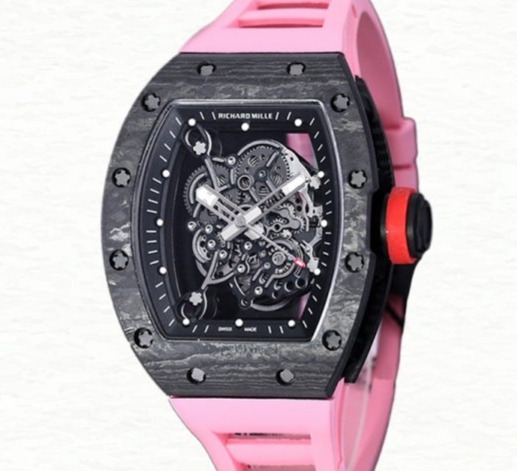 Richard Mille RM 055 Automatic Men Rubber Band Carbon Fiber Transparent Dial