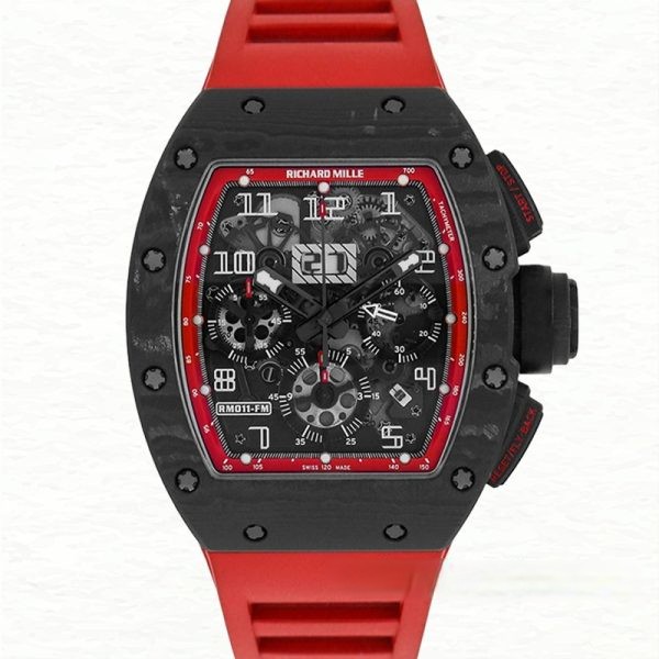 Richard Mille RM 011 Transparent Dial Men’s Rubber Band Black Red