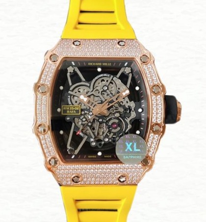 Richard Mille RM35-02 Men Mechanical Diamond Bezel Transparent Dial