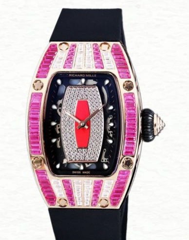 Richard Mille RM 07-01 Ladies Automatic Watch Red With Diamonds Dial