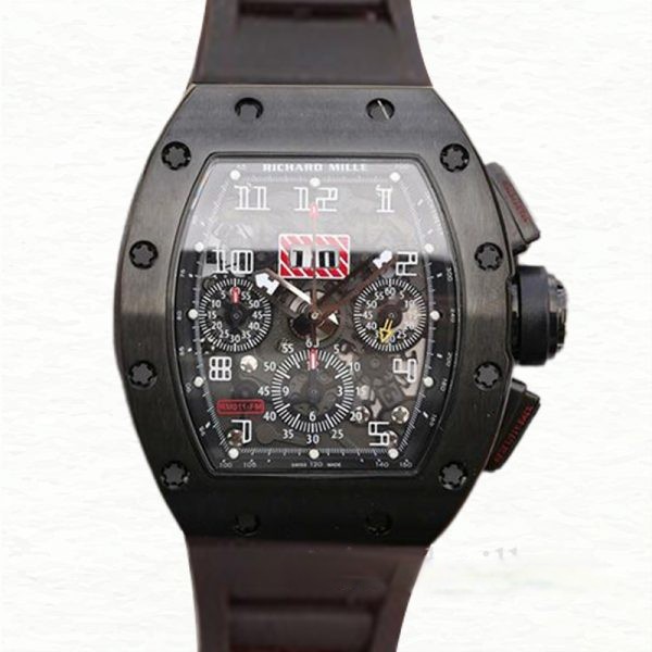 Richard Mille RM011 Automatic Men Rubber Band Watch Transparent Dial