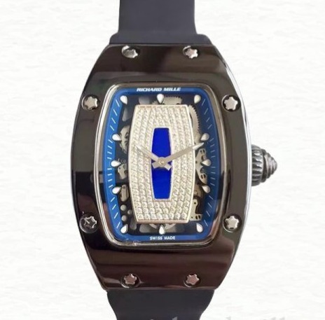Richard Mille RM07-01 Automatic Ladies Blue With Diamonds Dial Watch Rubber Band