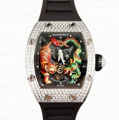 Richard Mille RM51-01 Ladies Mechanical Diamond Bezel Watch Rubber Band