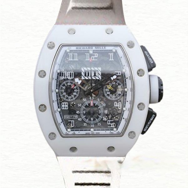 Richard Mille RM011 Automatic Men Rubber Band Ceramics Bezel Watch