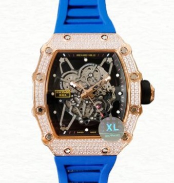 Richard Mille RM35-02 Men Mechanical Watch Diamond Bezel Rubber Band