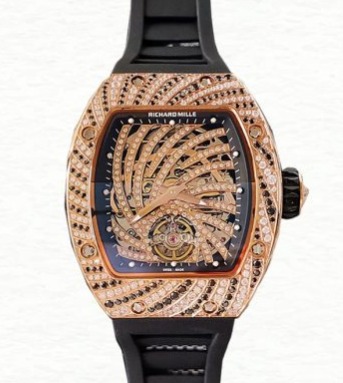 Richard Mille RM51-02 Ladies Mechanical Diamond Bezel Diamond Paved Dial Rubber Band