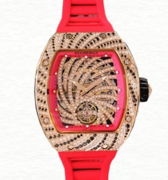 Richard Mille RM51-02 Ladies Mechanical Diamond Bezel Diamond Paved Dial Rubber Band