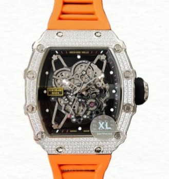 Richard Mille RM35-02 Men Mechanical Watch Rubber Band Diamond Bezel