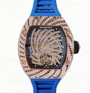 Richard Mille RM51-02 Ladies Mechanical Diamond Paved Dial Watch Rubber Band