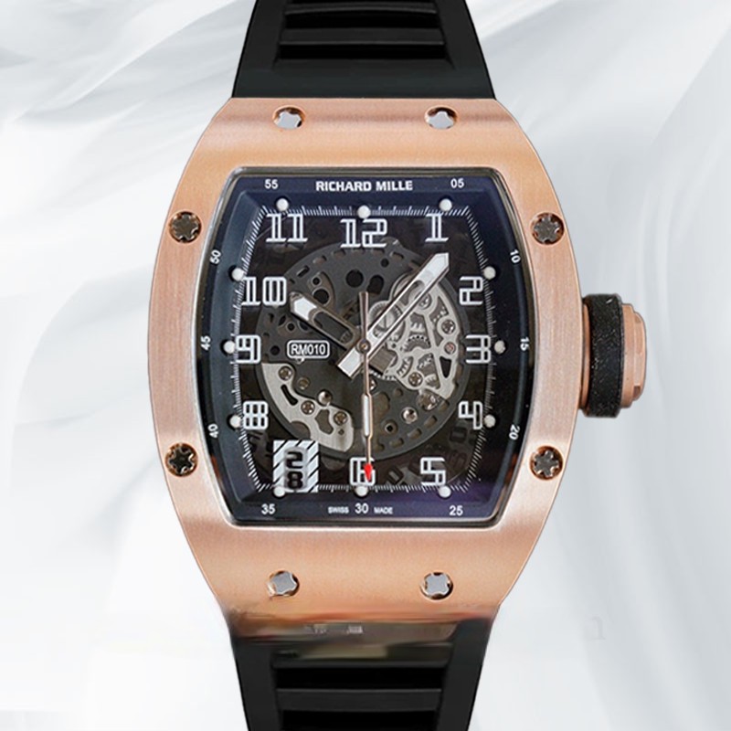 Richard Mille RM010 Men Automatic Arabic Numeral Black Dial Rubber Band
