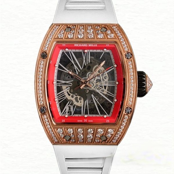 Richard Mille RM023 Men Automatic Transparent Dial Rubber Band Roman Numeral