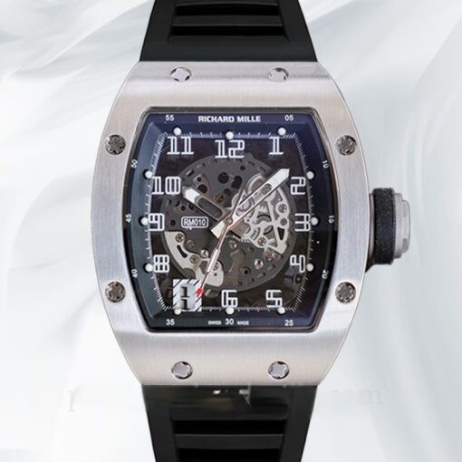 Richard Mille RM010 Men Automatic Black Dial Watch Rubber Band