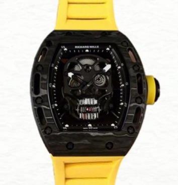 Richard Mille RM052 Men Mechanical Black Skull Dial Rubber Band