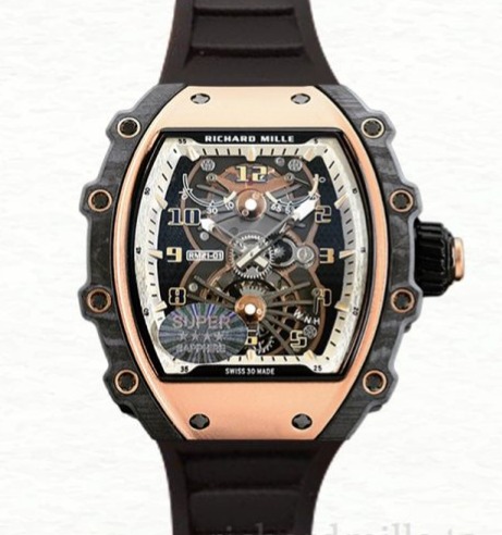 Richard Mille RM21-01 Men Automatic Rubber Band Arabic Numeral Transparent Dial
