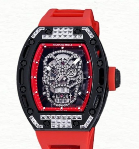 Richard Mille RM 052 Automatic Men Diamonds Skull Dial Rubber Band