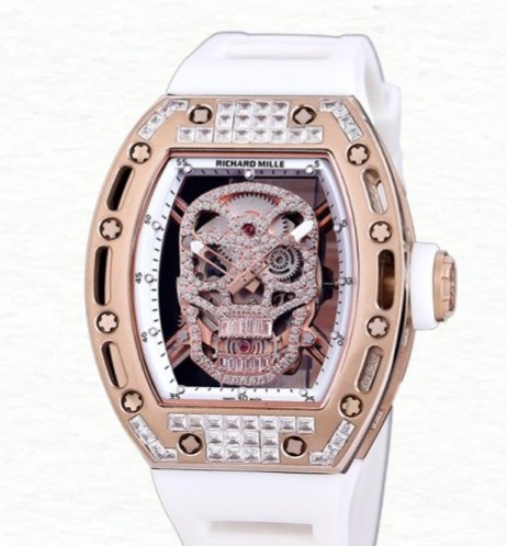 Richard Mille RM 052 Automatic Men Diamonds Skull Dial Rubber Band