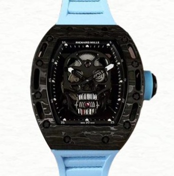 Richard Mille RM052 Men Mechanical Rubber Band Black Skull Dial