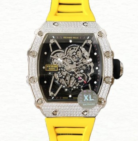 Richard Mille RM35-02 Mechanical Men Transparent Dial Diamond Bezel