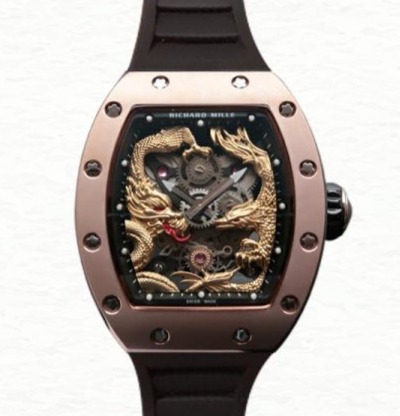Richard Mille RM57-01 Mechanical Men Gold Dragon and Phoenix Dial Stainless Steel