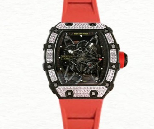 Richard Mille RM35-02 Mechanical Men Diamond Bezel Transparent Dial Rubber Band
