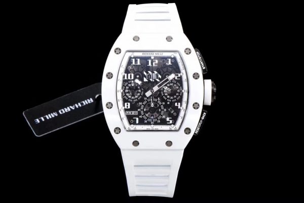 Richard Mille Replica RM 011 White Strap White Dial With Openwork Face