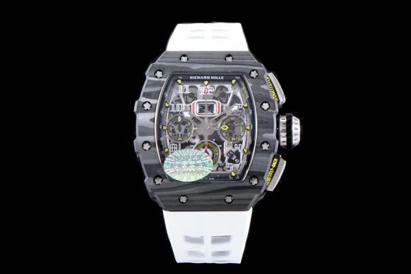 Richard Mille Replica RM 011 White Strap Carbon Fiber Bezel