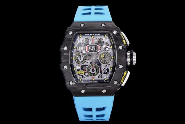 Richard Mille Replica RM 011 Blue Strap Open Face Numerals