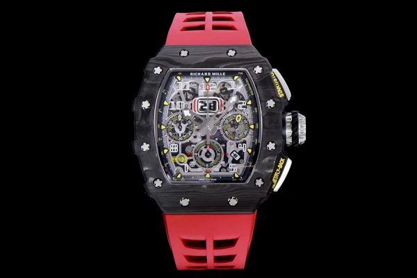 Richard Mille Replica RM 011 Red Rubber Strap Open Face Numerals Folding Buckle