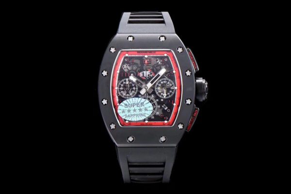 Richard Mille Replica RM 011 Black Rubber Strap