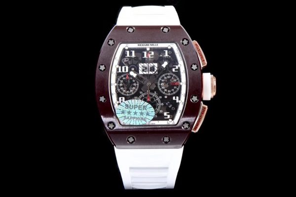 Richard Mille Replica RM 011 White Rubber Strap Open-Face Digital Dial