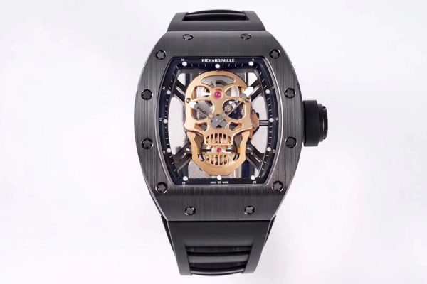 Richard Mille Replica RM 052 Black Rubber Strap Black Ceramic Material Case