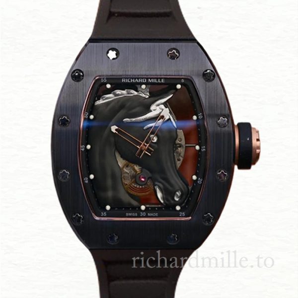 Richard Mille RM52-02 Mechanical Men Horse Head Skeleton Dial Rubber Band
