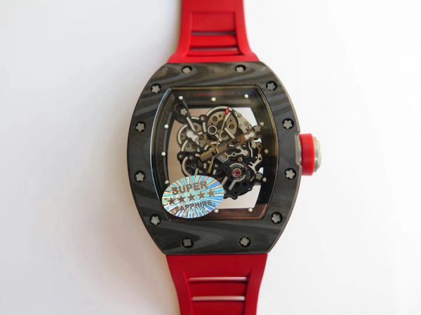 Richard Mille Replica RM 055 Red Rubber Strap Carbon Fiber Bezel