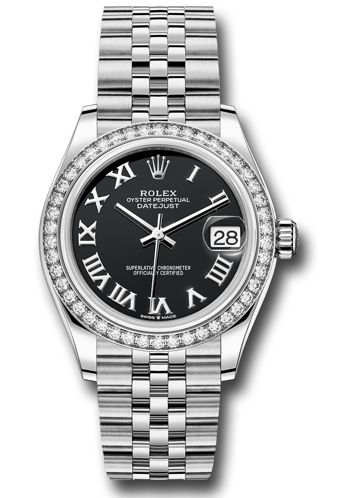 Rolex Steel and White Gold Datejust 31 Black Roman Dial 278384RBR bkrj