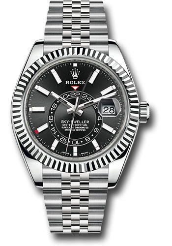 Rolex Oyster Perpetual White Rolesor Sky-Dweller Black Index Dial 326934