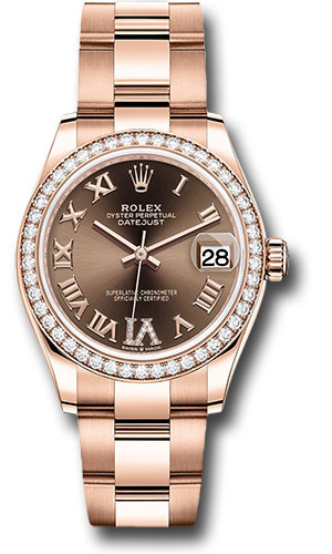 Rolex Everose Gold Datejust 31 Watch Chocolate Diamond Six Dial  278285RBR chodr6o
