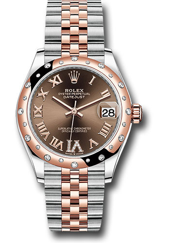 Rolex Steel and Everose Gold Datejust 31 WatchDark Rhodium Diamond Roman VI Dial 278341RBR chodr6j